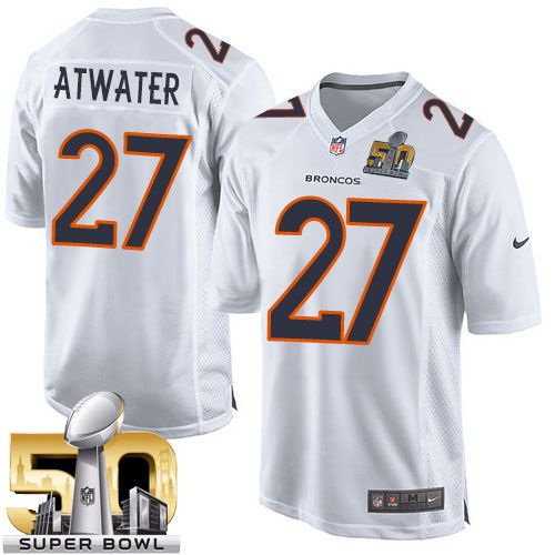Nike Broncos #27 Steve Atwater White Super Bowl 50 Men's Stitched NFL Game Event Jersey - Click Image to Close
